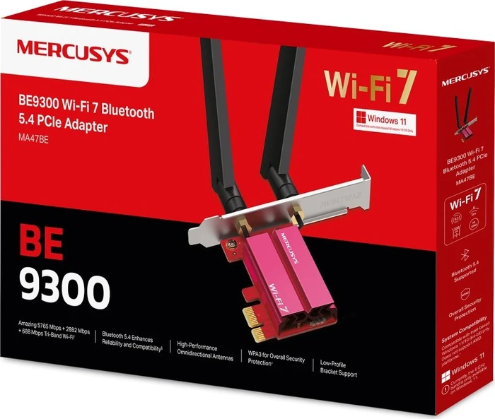 Mercusys WLAN-Adapter, Wi-Fi 7, BE9300, 2.4GHz/5GHz/6GHz WLAN, Bluetooth 5.4, PCIe x1