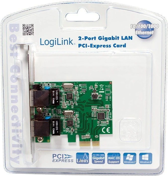 LogiLink LAN-Adapter, 2x RJ-45, PCIe 2.0 x1