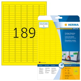 Herma Etiketten, 25.4x10mm, ablösbar, gelb, matt, 20 Blatt (3780 Etiketten)