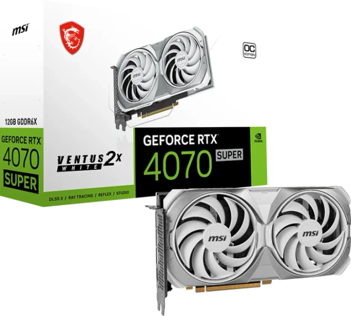 MSI GeForce RTX 4070 SUPER 12G Ventus 2X White OC, 12GB GDDR6X, HDMI, 3x DP