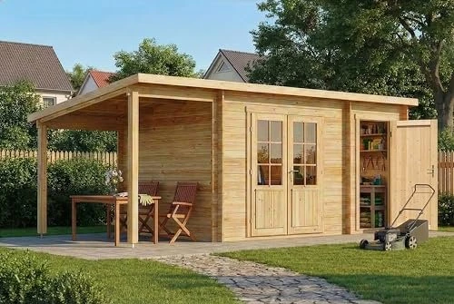 Alpholz Gartenhaus Maria mit Schleppdach 600x279cm natur