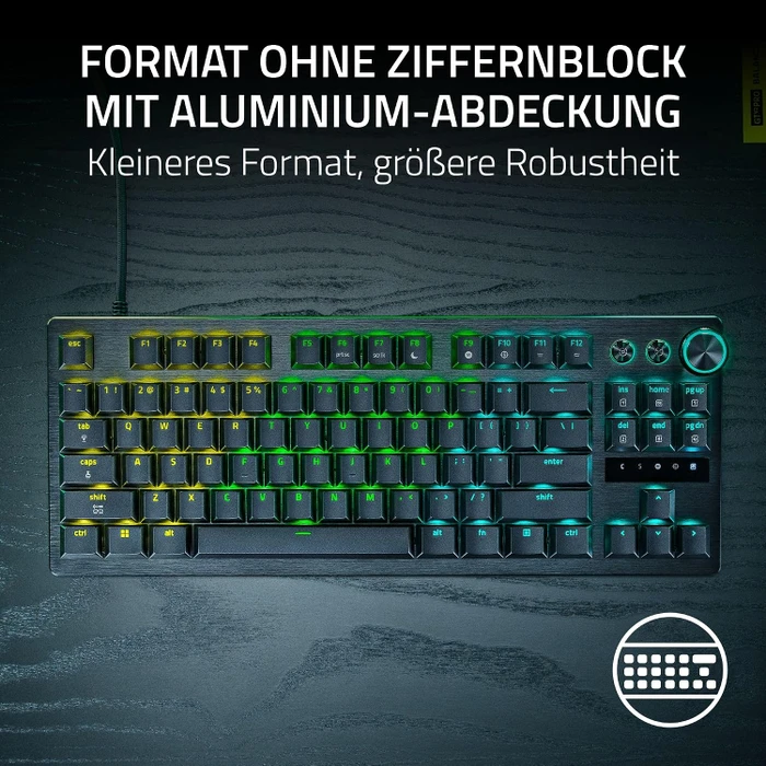 Razer Huntsman V3 Pro Low-profile Tenkeyless 8KHz, schwarz, LEDs RGB, Razer Low-Profile Analog Optical Switch, USB, DE
