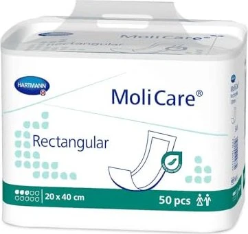 Hartmann MoliCare Rectangular 3 Tropfen Hygieneeinlage, 20x40cm, 50 Stück