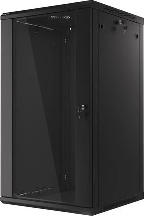 Lanberg 19" Wandschrank 22HE, hängend, Flat Pack, Glastür, IP20, RAL 9004, 600mm tief