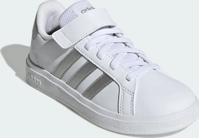 adidas Grand Court Court Elastic Lace and Top Strap cloud white/matte silver (Junior)