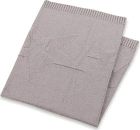 Sterntaler Strick-Schmusedecke mit eingestrickten Sternen hellgrau