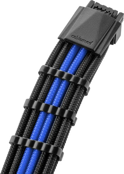 CableMod Pro ModMesh 12VHPWR PCI-e Extension, 3x 8-Pin PCIe Stecker auf 16-Pin PCIe 5.0 12VHPWR Stecker, Adapterkabel, schwarz/blau, 45cm