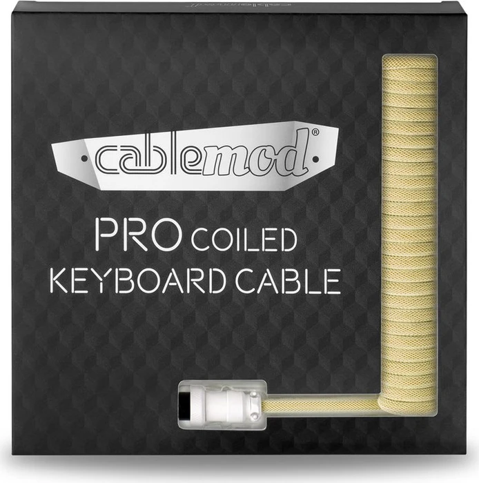 CableMod Pro Coiled Keyboard Cable USB Micro-B auf USB-A, Tastaturkabel (Spiral-Textilkabel), 1.5m, Lemon Ice