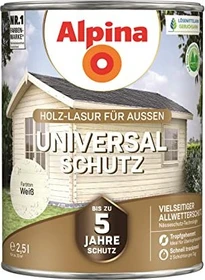 Alpina Farben Universal-Schutz Holz-Lasur außen weiß, 2.5l