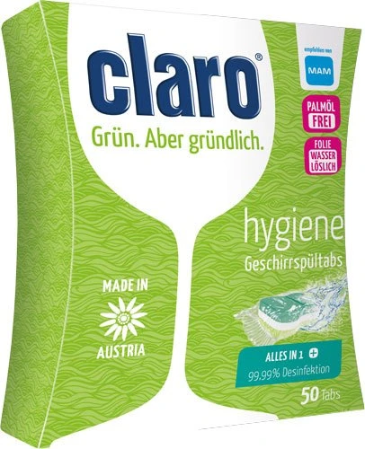 Claro Hygiene Geschirrspültabs, 50 Stück