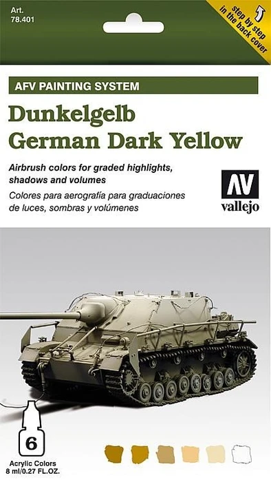 Vallejo Model Air AFV Painting System German Dark Yellow Farbset, 6-tlg.