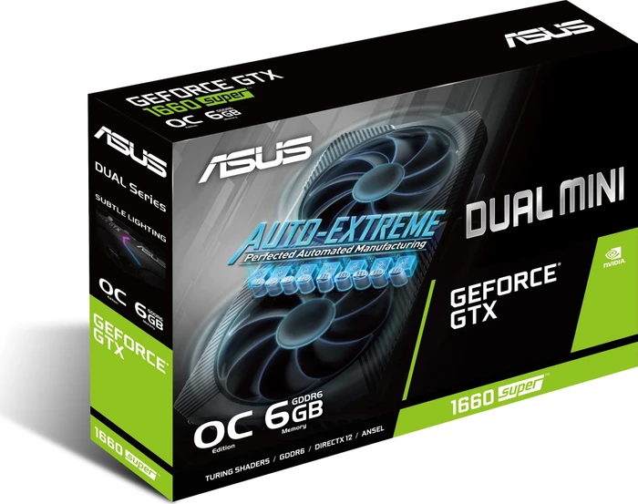 ASUS Dual GeForce GTX 1660 SUPER OC Mini, DUAL-GTX1660S-O6G-MINI, 6GB GDDR6, DVI, HDMI, DP