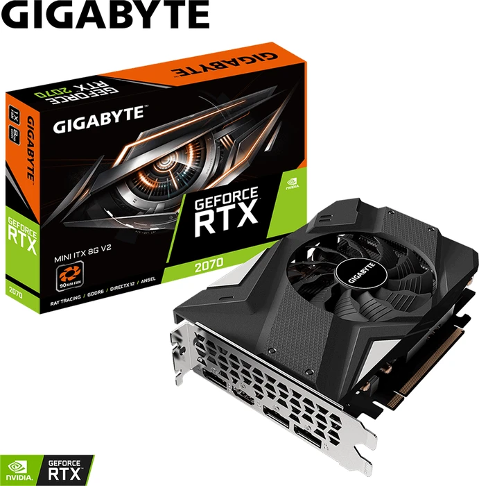 GIGABYTE GeForce RTX 2070 Mini ITX 8G V2, 8GB GDDR6, HDMI, 3x DP
