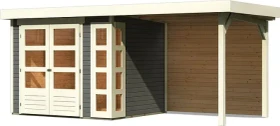 Karibu Kerko 3 Gartenhaus inkl. Anbau + Rückwand 2.4m terragrau