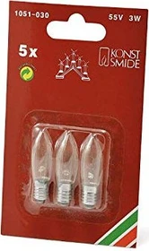 Konstsmide Riffelkerze 55V Ersatzbirne für Weihnachtsbeleuchtung klar E10 3W, 3 Stück