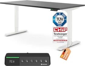 Ergotopia Desktopia Pro X elektrisch höhenverstellbarer Sitz-Steh-Schreibtisch 160x80cm schwarz/weiß