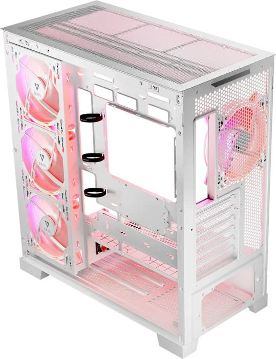 Modecom Volcano Space Apex ARGB Midi White, weiß, Glasfenster