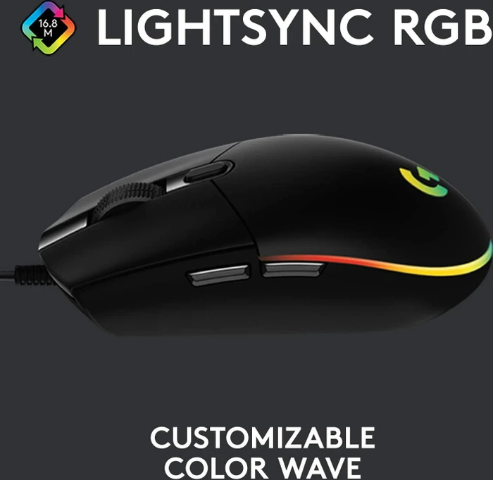 Logitech G203/G102 Lightsync schwarz, USB