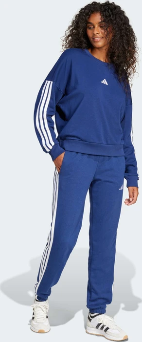 adidas Essentials 3-Streifen French Terry Cuffed Trainingshose lang dark blue/white (Damen)
