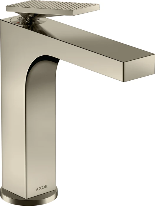 Hansgrohe Axor Citterio 160 Waschbeckenarmatur mit Hebelgriff Ablauffernbedienung und Rautenschliff polished nickel