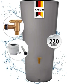 4rain Vaso 2in1 Komplettset Regenwassertank 220l zinkgrau