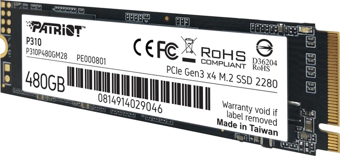Patriot P310 480GB, M.2 2280 / M-Key / PCIe 3.0 x4