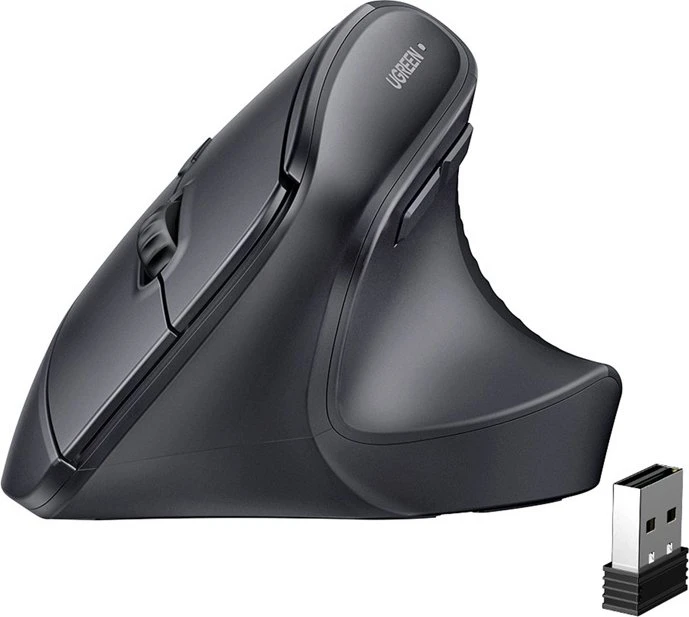 Ugreen M571 Ergonomic Vertical Wireless Mouse, schwarz, USB/Bluetooth