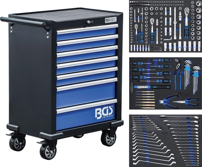 BGS technic Profi Exclusive Werkzeugwagen bestückt inkl. 263-tlg. Zubehör