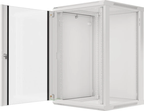 Lanberg WF01 Series 19" Wandschrank 18HE, hängend, Flatpack, Glastür, IP20, RAL 7035, 600mm tief