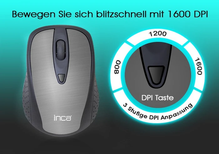 Inca IWM-201RL Silent Wireless Mouse blau/schwarz, USB