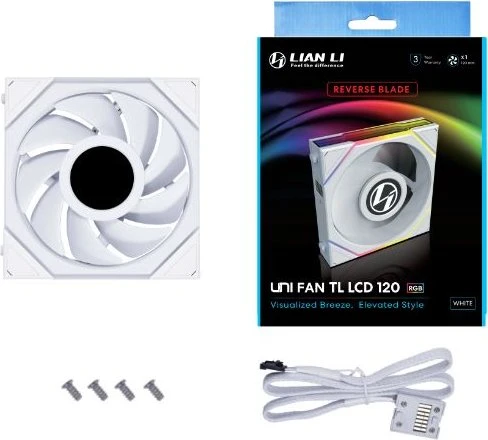 Lian Li Uni Fan TL LCD 120 RGB Reverse Blade, weiß, 120mm