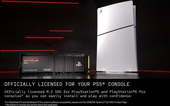 SanDisk Optimus GX PRO 850P for PS5 4TB, M.2 2280 / M-Key / PCIe 4.0 x4, Kühlkörper