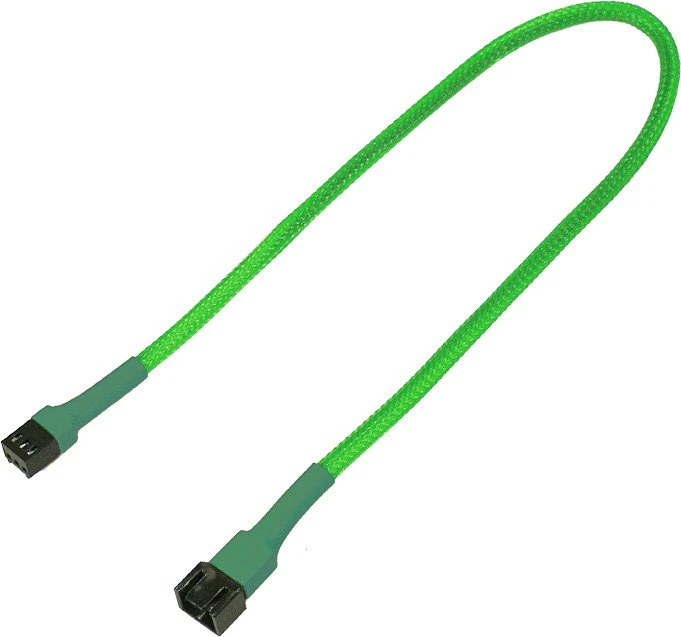 Nanoxia 3-Pin Verlängerung, sleeved, 30cm, Neongrün