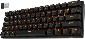 RK Royal Kludge RK61 60% Wireless, schwarz, LEDs gelb, hot-swap, RK BROWN, USB/Bluetooth, US