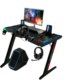 Raptor GT-100 RGB Schreibtisch 120x60cm schwarz/schwarz