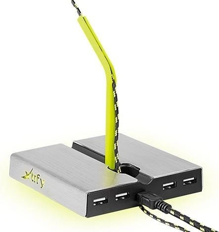 Xtrfy B1 Mouse Bungee mit 4-port USB Hub, Mauskabelhalterung, gelb/silber