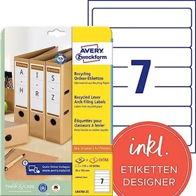 Avery-Zweckform Ordneretiketten Recycling, 38x192mm, weiß, 25 Blatt (175 Etiketten)