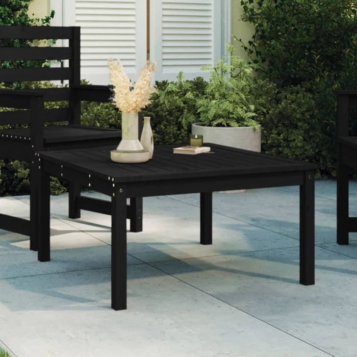 vidaXL Loungetisch Massivholz Kiefer 82.5x82.5cm schwarz