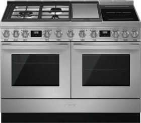 Smeg Portofino CPF120IGMPX Doppel-Elektroherd mit Gas-/Induktionskochfeld