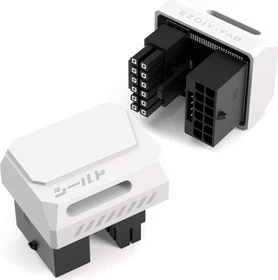 EZDIY-FAB 12V-2x6 Winkeladapter 180°, Variante STD, Sense-Pins an der Oberseite, weiß (DE2-Shirudu 12+4P STD GPU Adapter-180-W)
