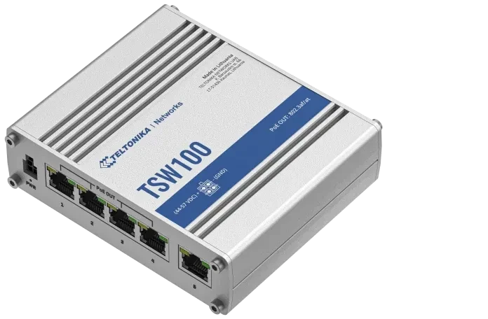 Teltonika TSW Industrial Gigabit Switch, 5x RJ-45, 120W PoE+