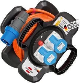 Brennenstuhl Gummi-Kabelhaspel X-Gum, CEE 230V/16A auf 2x CEE 230V/16A, 10m, IP44, H07RN-F 3G2,5