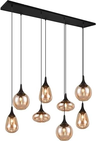 Trio Lumina Pendelleuchte 8-flammig schwarz/orange