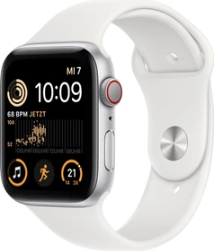 Apple Watch SE (2022) (GPS + Cellular) 40mm silber mit Sportarmband weiß