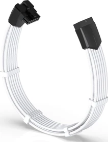 EZDIY-FAB 12VHPWR Kabel, 16-Pin PCIe Verlängerungskabel, 16-Pin PCIe 5.0 12VHPWR Buchse auf 16-Pin PCIe 5.0 12VHPWR Stecker, Variante Standard, Sense-Pins an der Unterseite, 16AWG, weiß/schwarz, 90° gewinkelt
