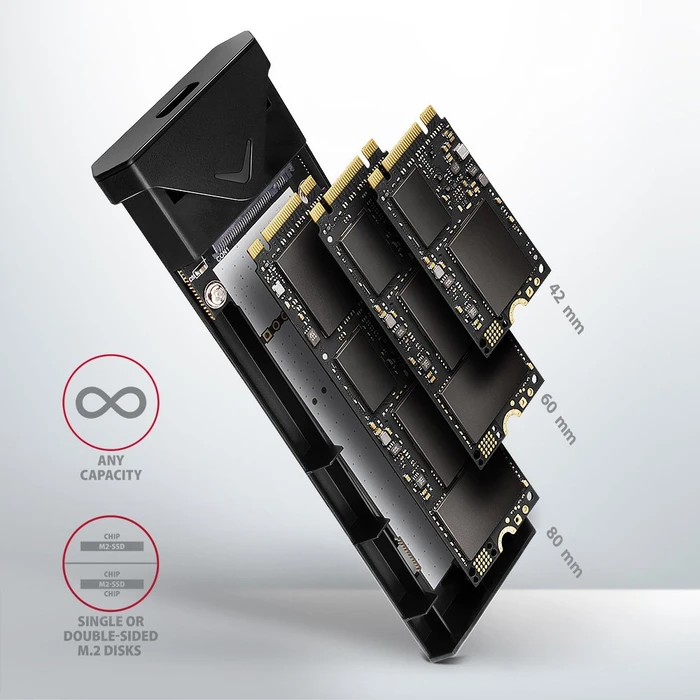 Axagon M.2 Festplattengehäuse, M.2 PCIe, USB-C 3.1