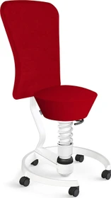 Aeris Swopper Work New Edition Bürohocker mit Rollen und Lehne, Feder Low, Gestell Alu weiß, Bezug Mikrofaser Comfort rot