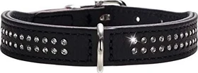 Hunter Diamond Petit Halsband, Leder, mit Strasssteinchen, 27 XXS-XS, schwarz