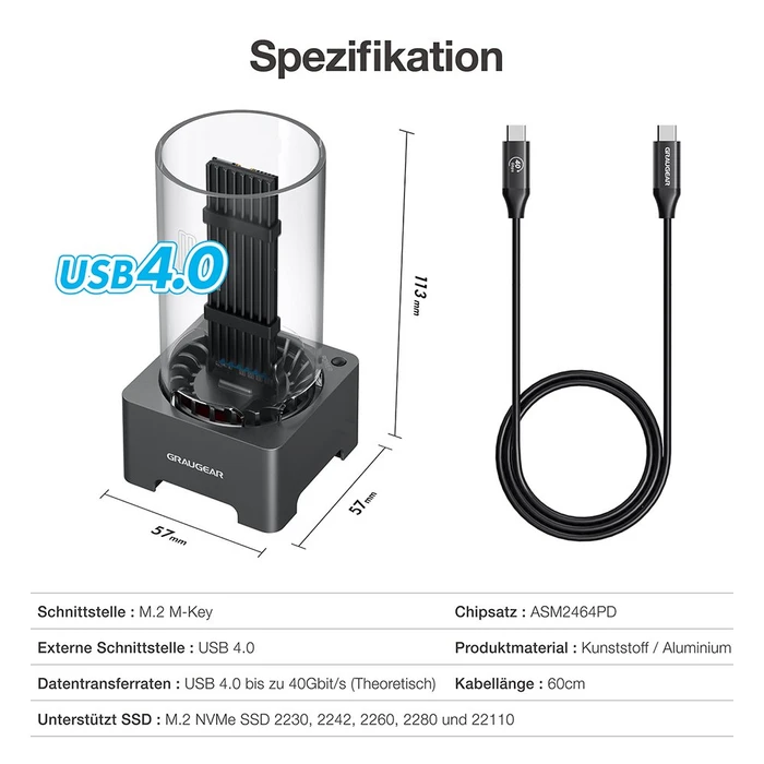 Graugear G-M2DK-U4-40G, M.2 NVMe Dockingstation, USB4