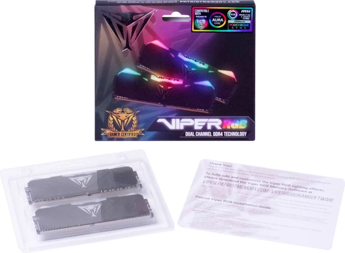 Patriot Viper RGB schwarz UDIMM 16GB, DDR4-3600, CL17-19-19-39